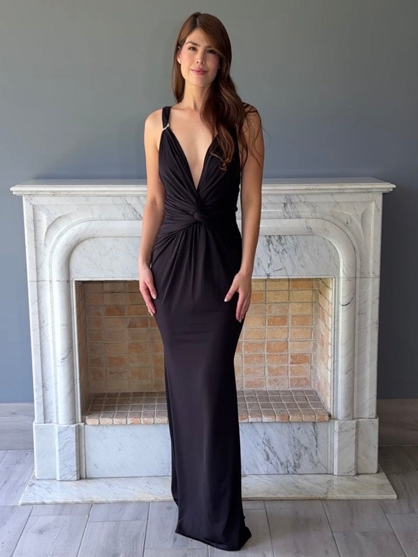 VESTIDO LARGO NEGRO C6347