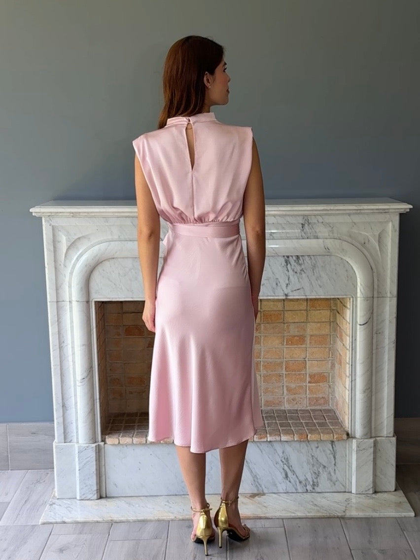 VESTIDO MIDI ROSA D9660