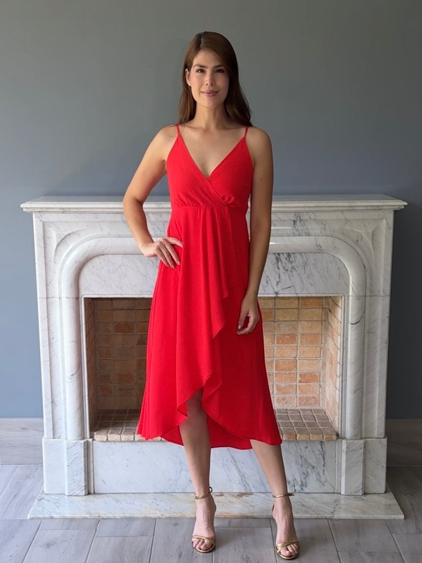 VESTIDO MIDI ROJO D7399