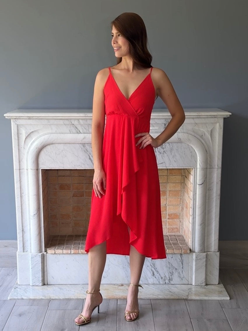 VESTIDO MIDI ROJO D7399