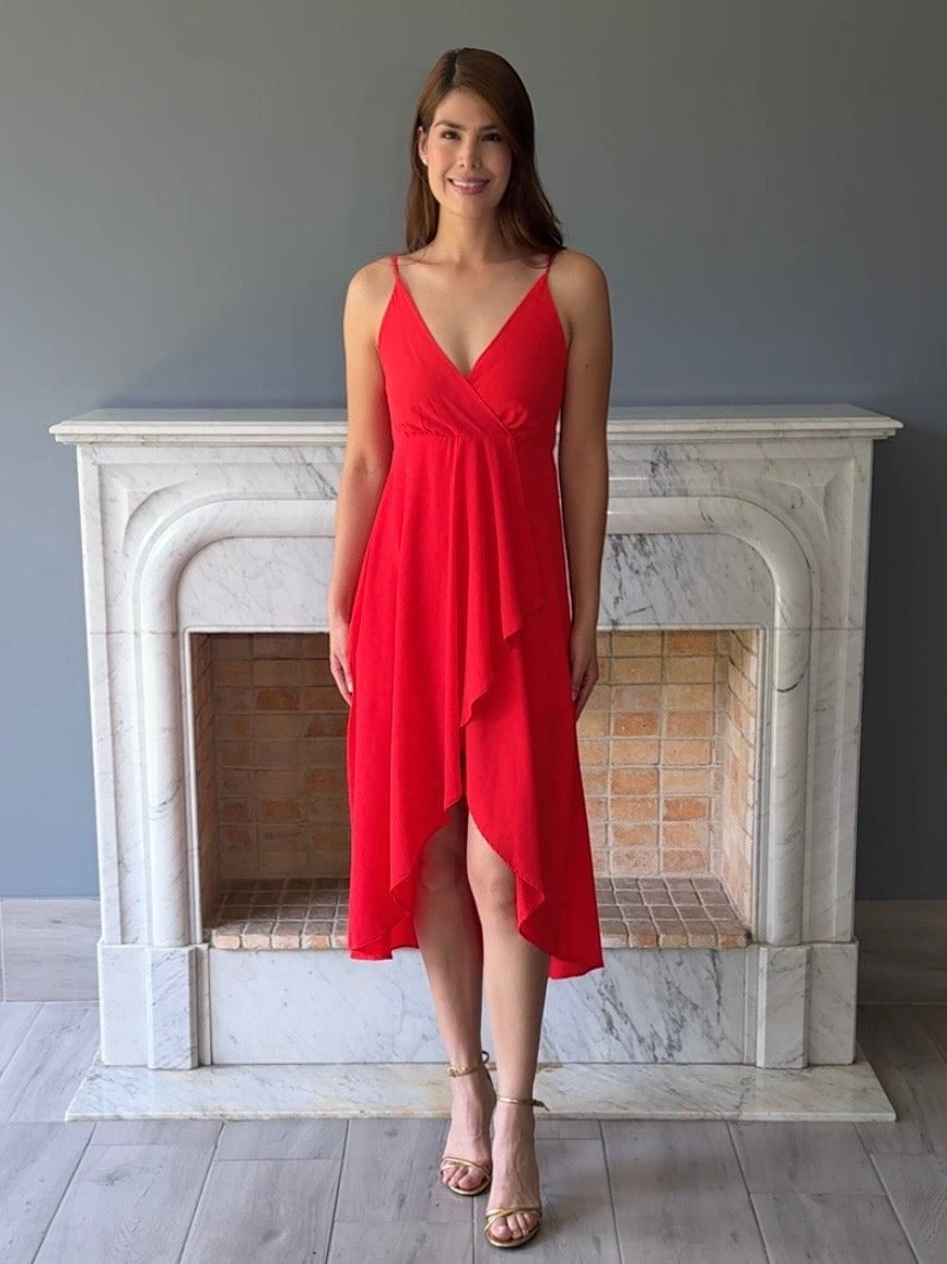 VESTIDO MIDI ROJO D7399