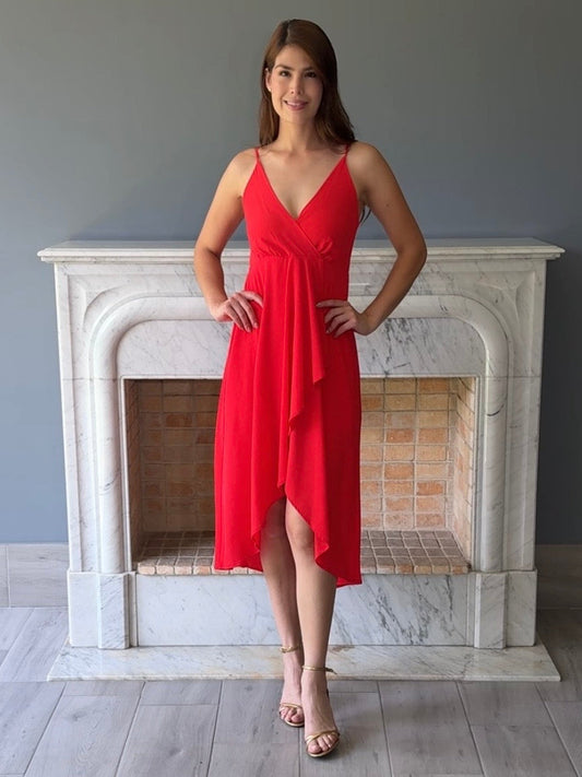 VESTIDO MIDI ROJO D7399