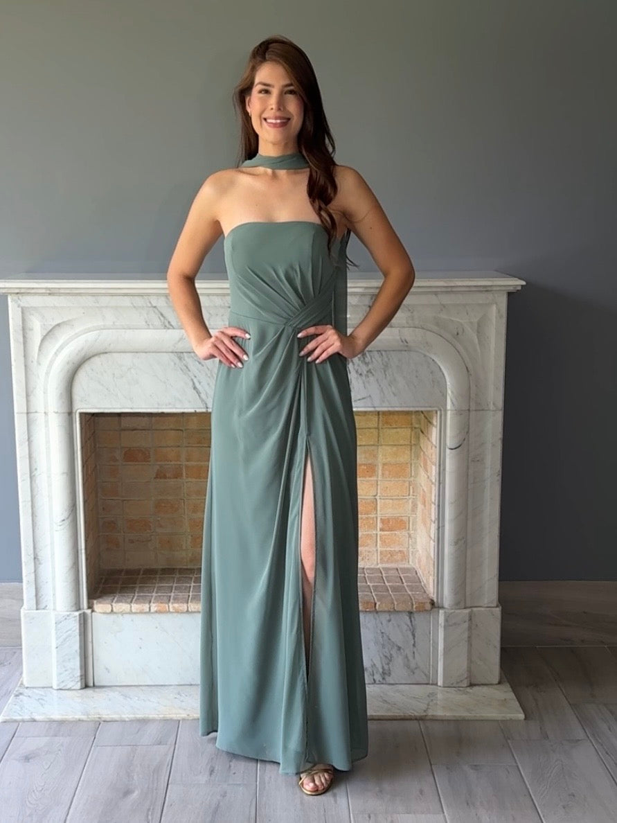 VESTIDO LARGO VERDE 3090