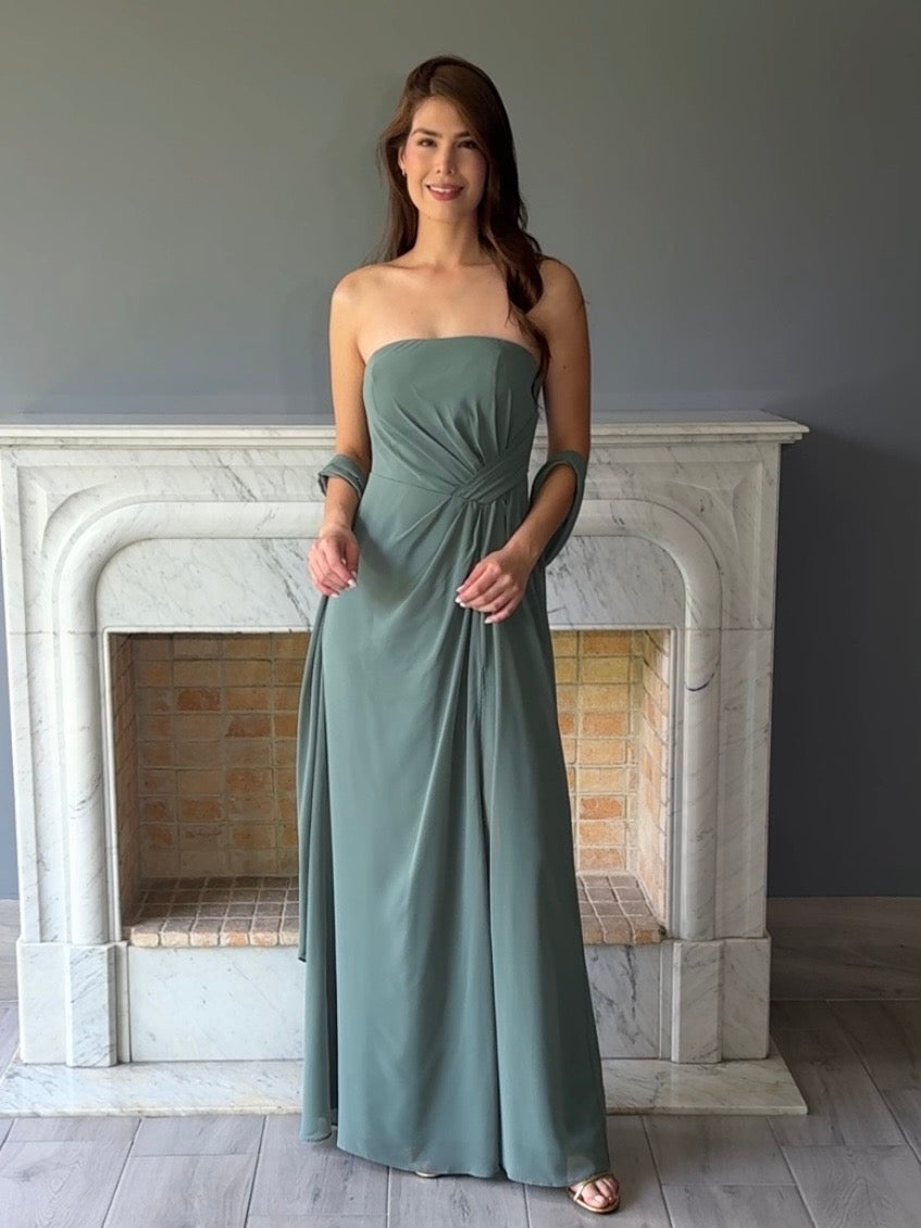 VESTIDO LARGO VERDE 3090