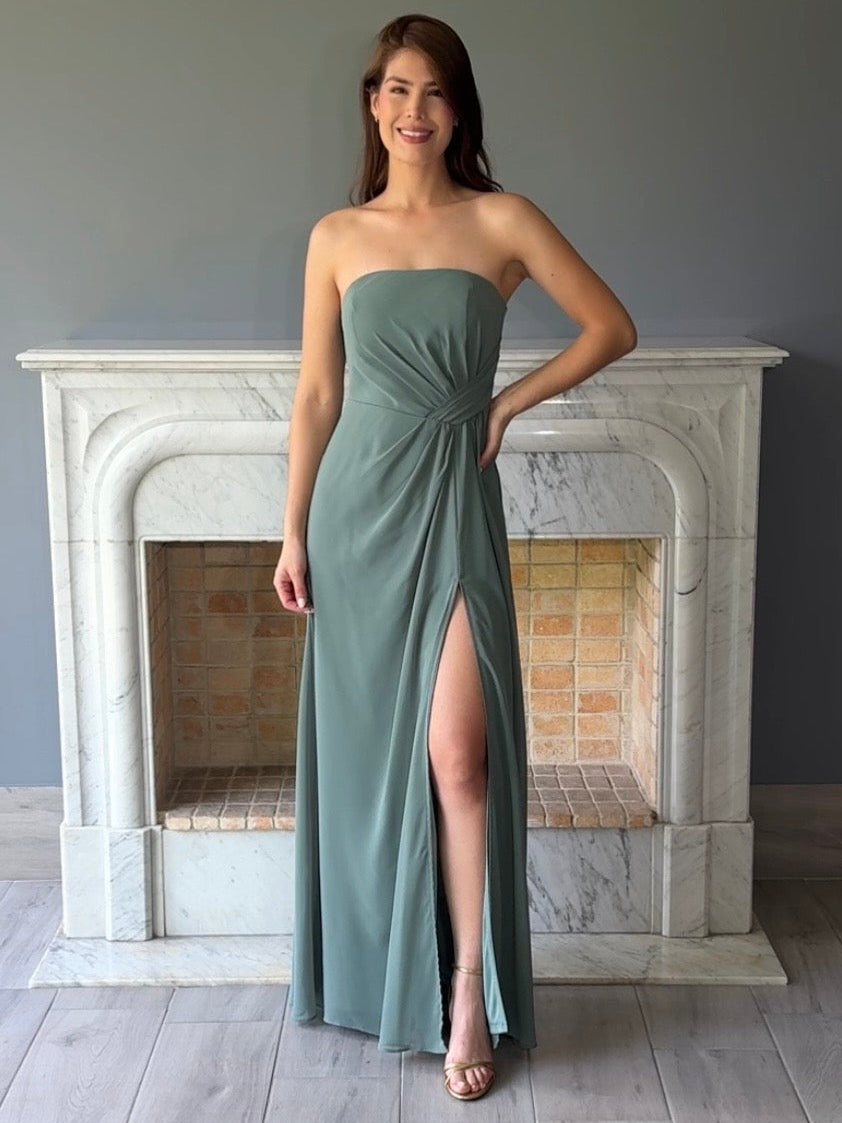 VESTIDO LARGO VERDE 3090