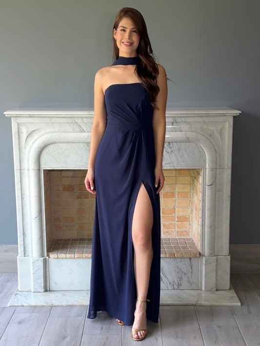 VESTIDO LARGO AZUL 3090