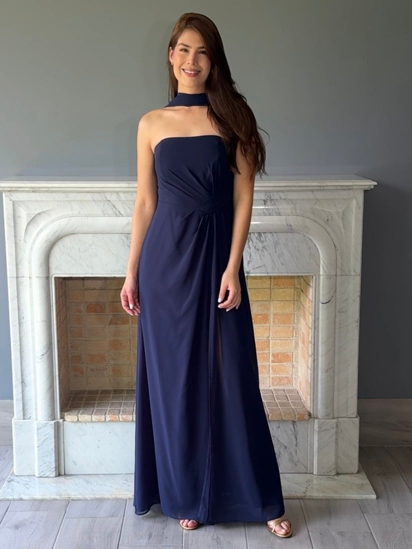 VESTIDO LARGO AZUL 3090