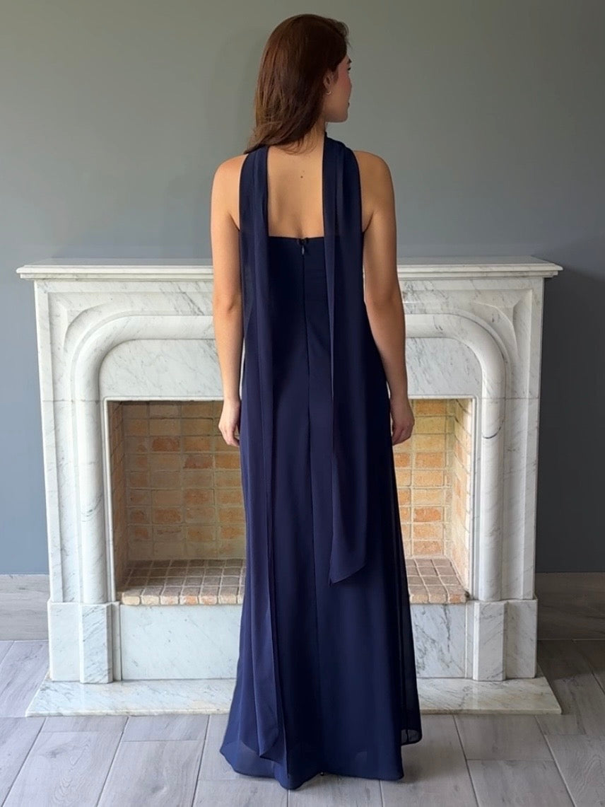 VESTIDO LARGO AZUL 3090