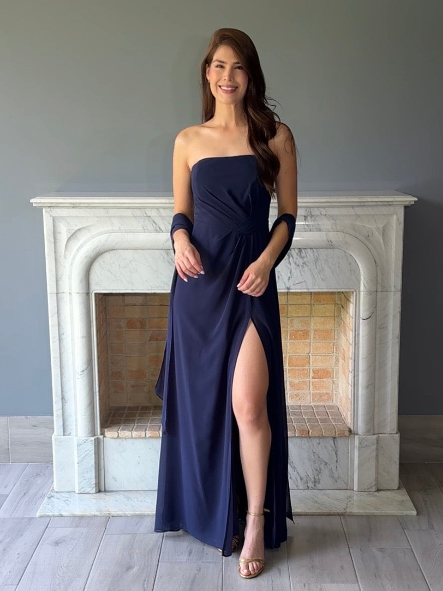 VESTIDO LARGO AZUL 3090