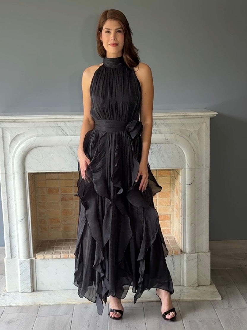 VESTIDO LARGO NEGRO 3052