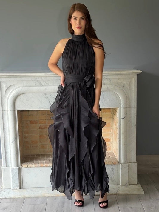 VESTIDO LARGO NEGRO 3052