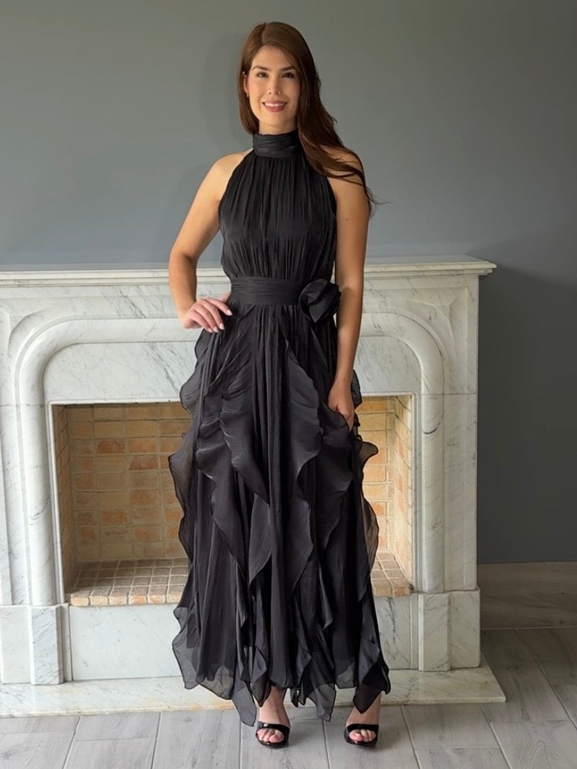 VESTIDO LARGO NEGRO 3052