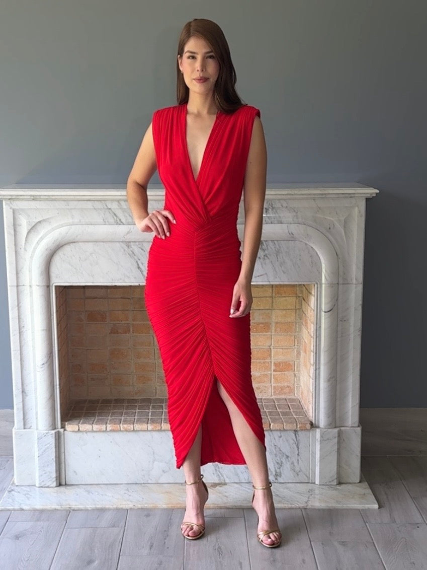 VESTIDO MIDI ROJO C6876