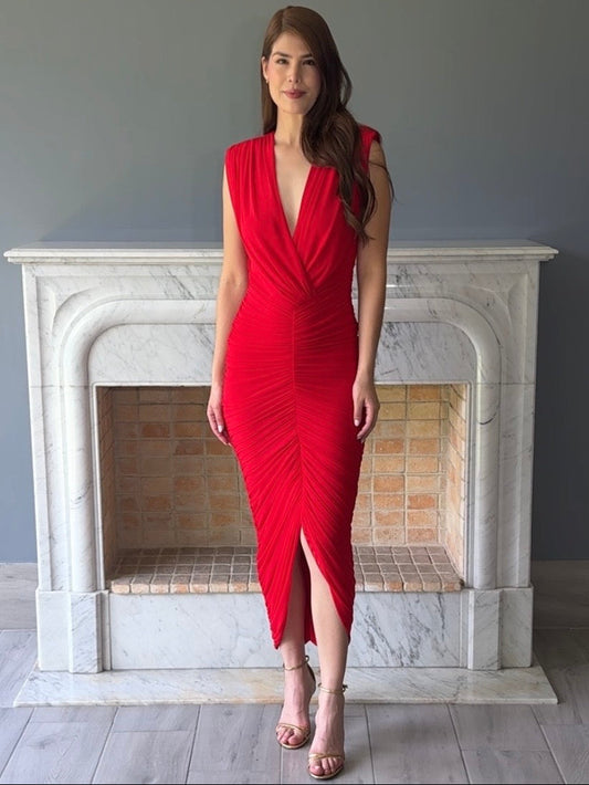 VESTIDO MIDI ROJO C6876