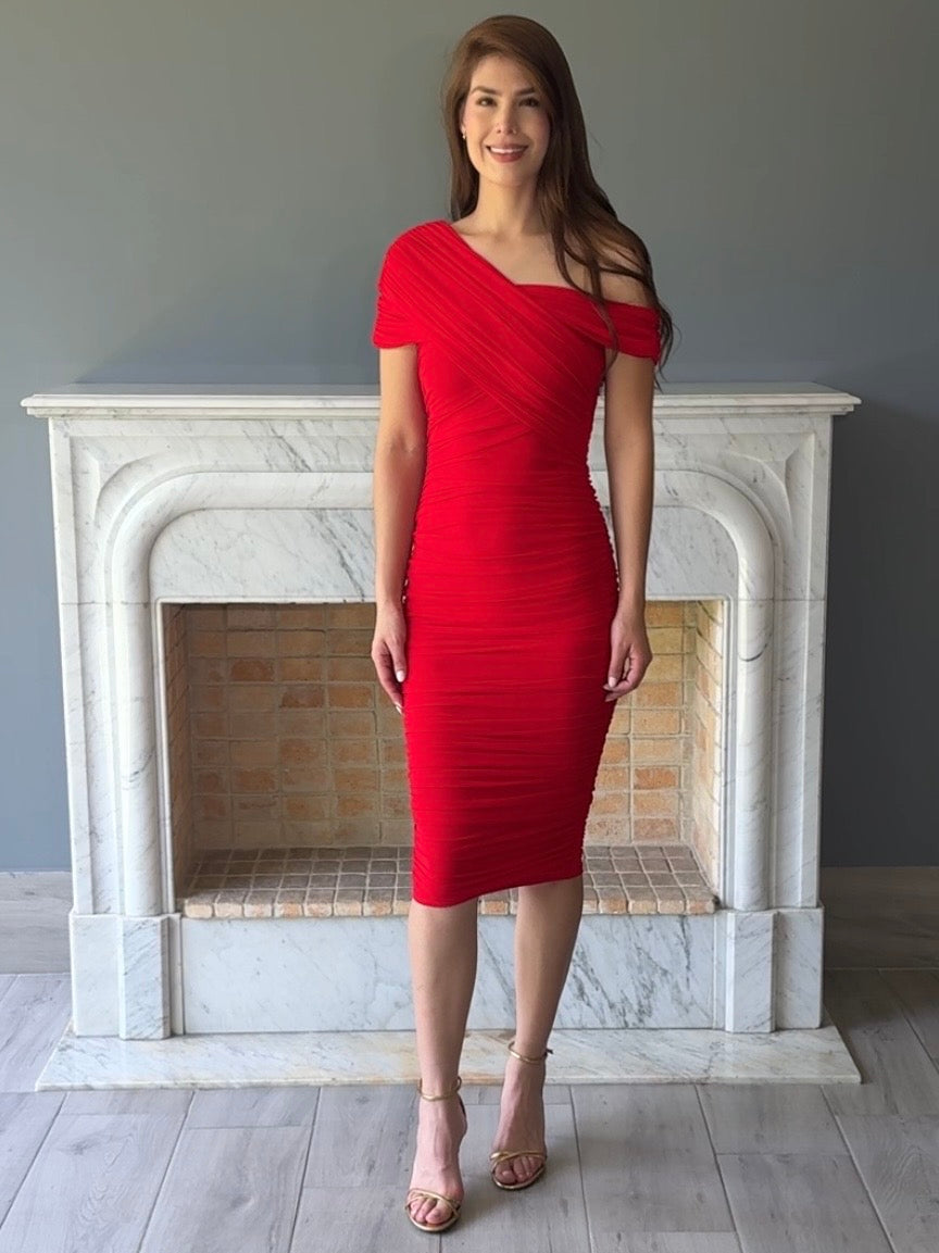 VESTIDO MIDI ROJO C6832