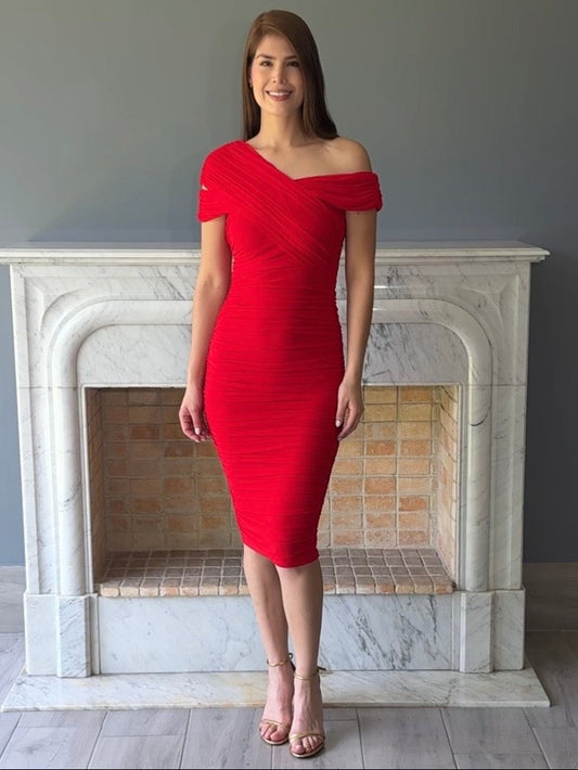 VESTIDO MIDI ROJO C6832