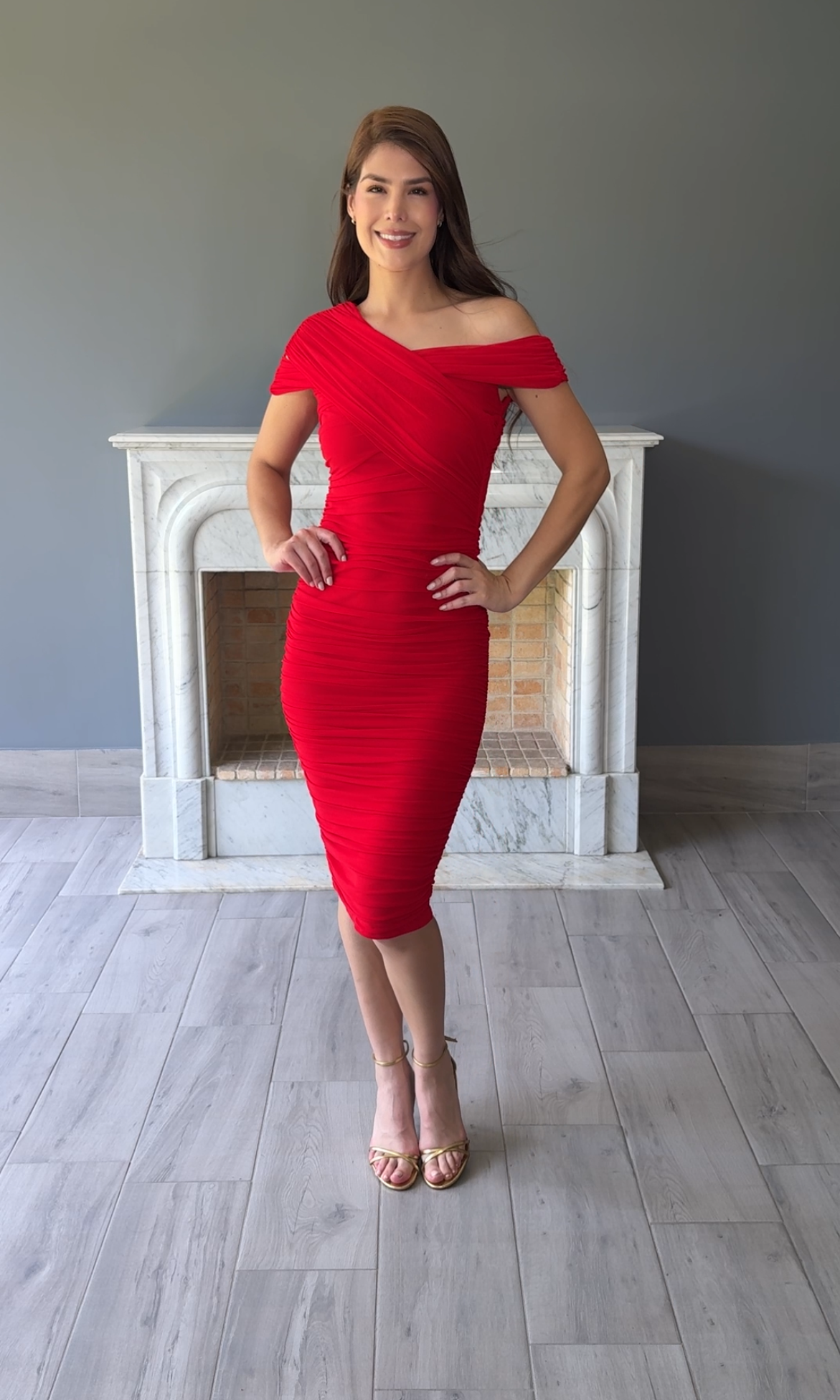 VESTIDO MIDI ROJO C6832