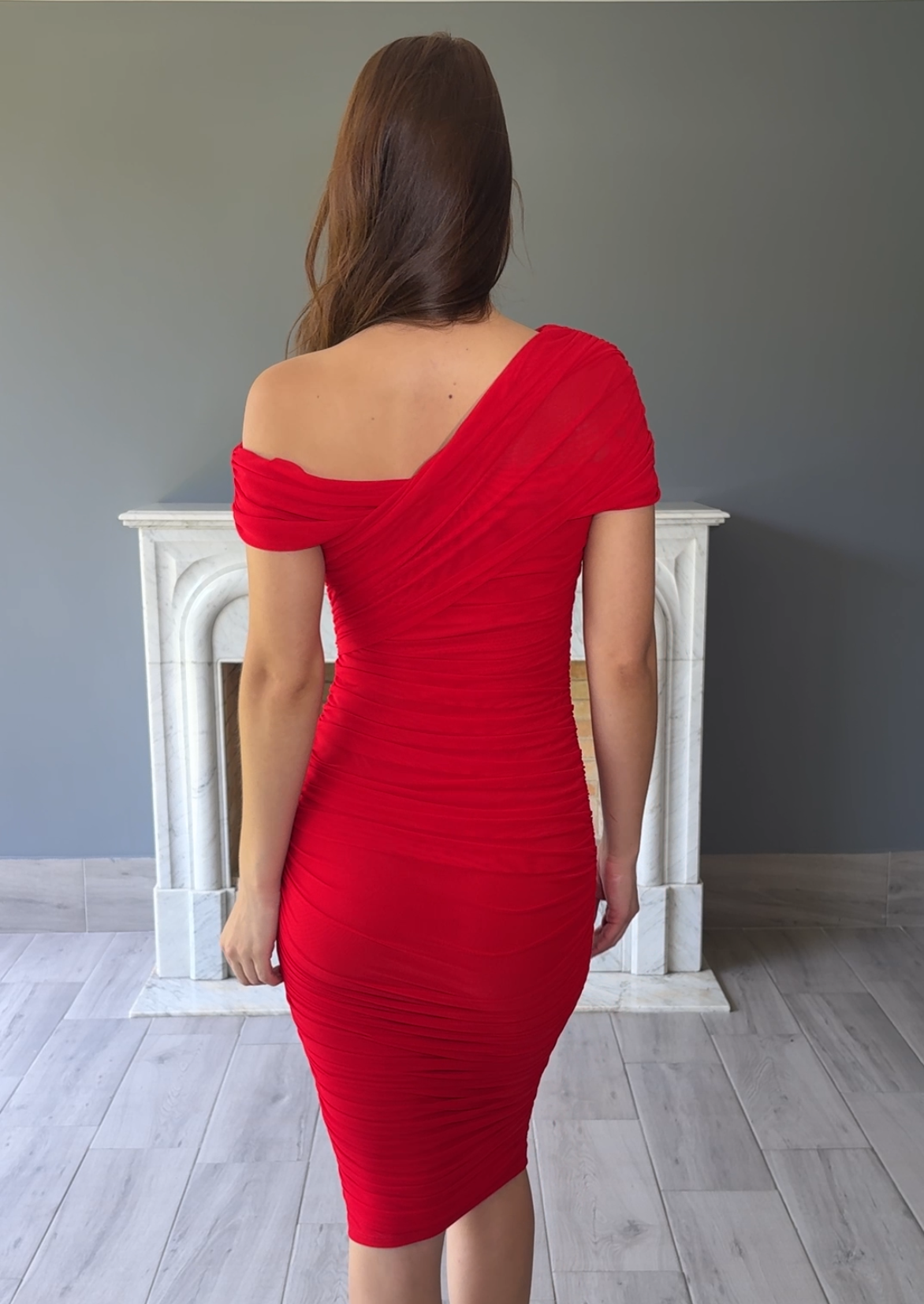 VESTIDO MIDI ROJO C6832