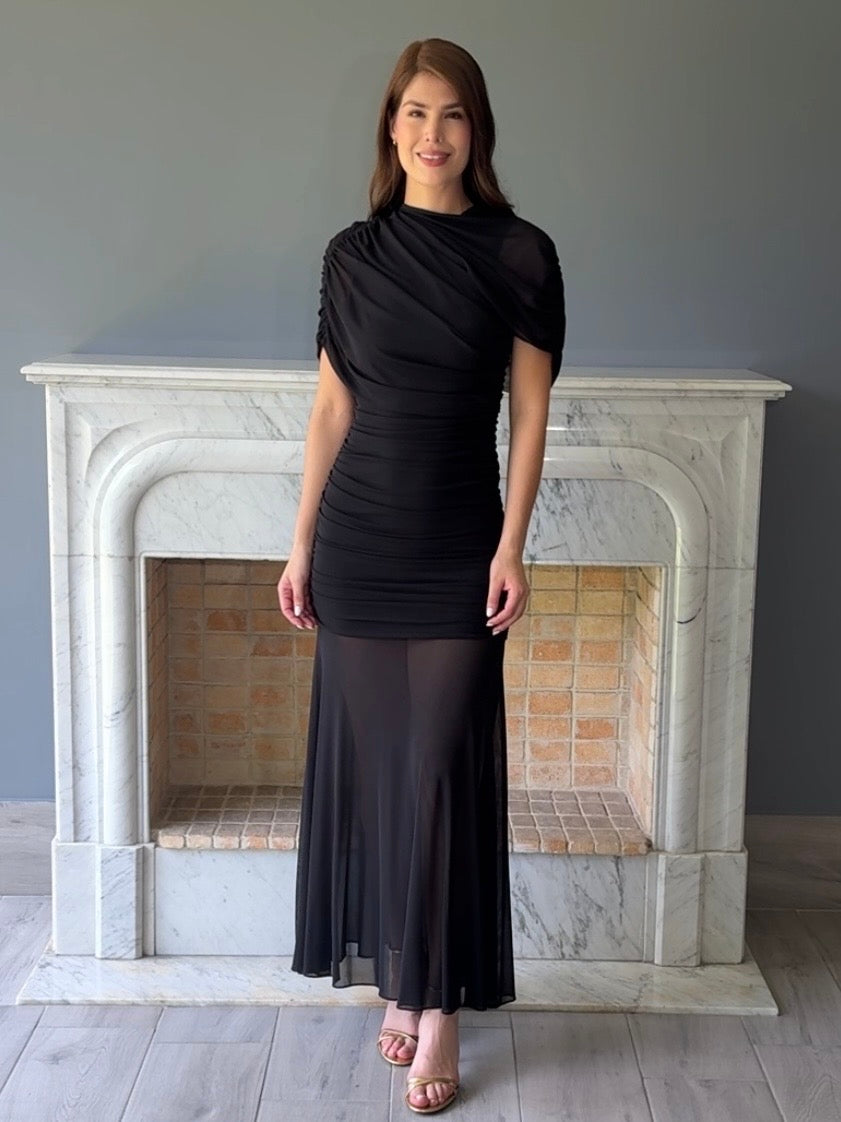 VESTIDO LARGO NEGRO 12695