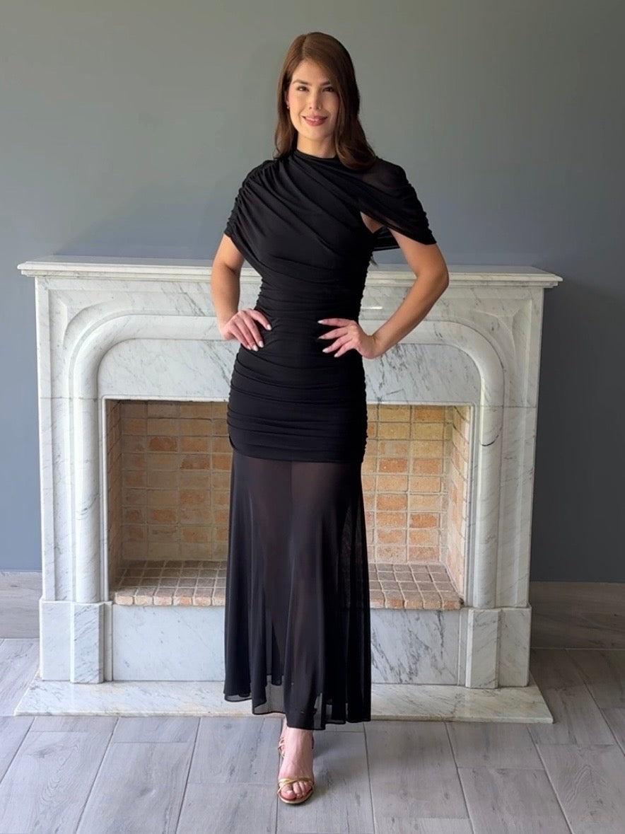 VESTIDO LARGO NEGRO 12695