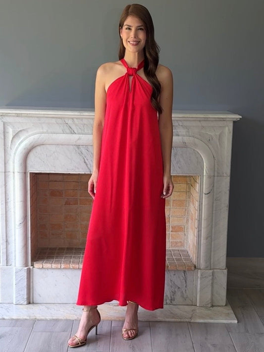 VESTIDO HALTER ROJO 8557