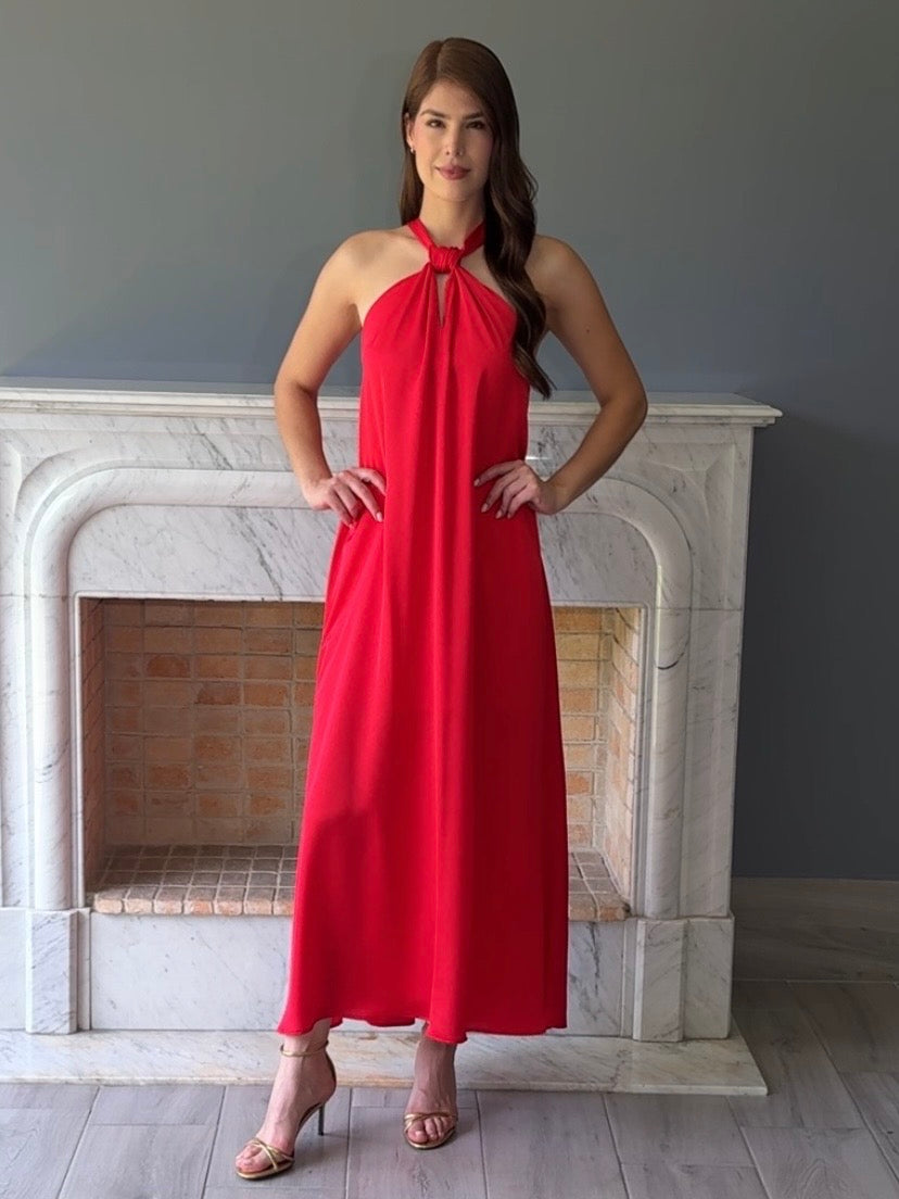 VESTIDO HALTER ROJO 8557