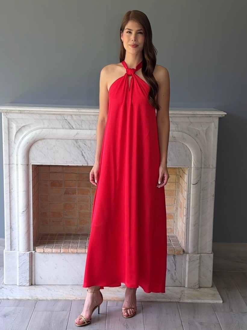 VESTIDO HALTER ROJO 8557