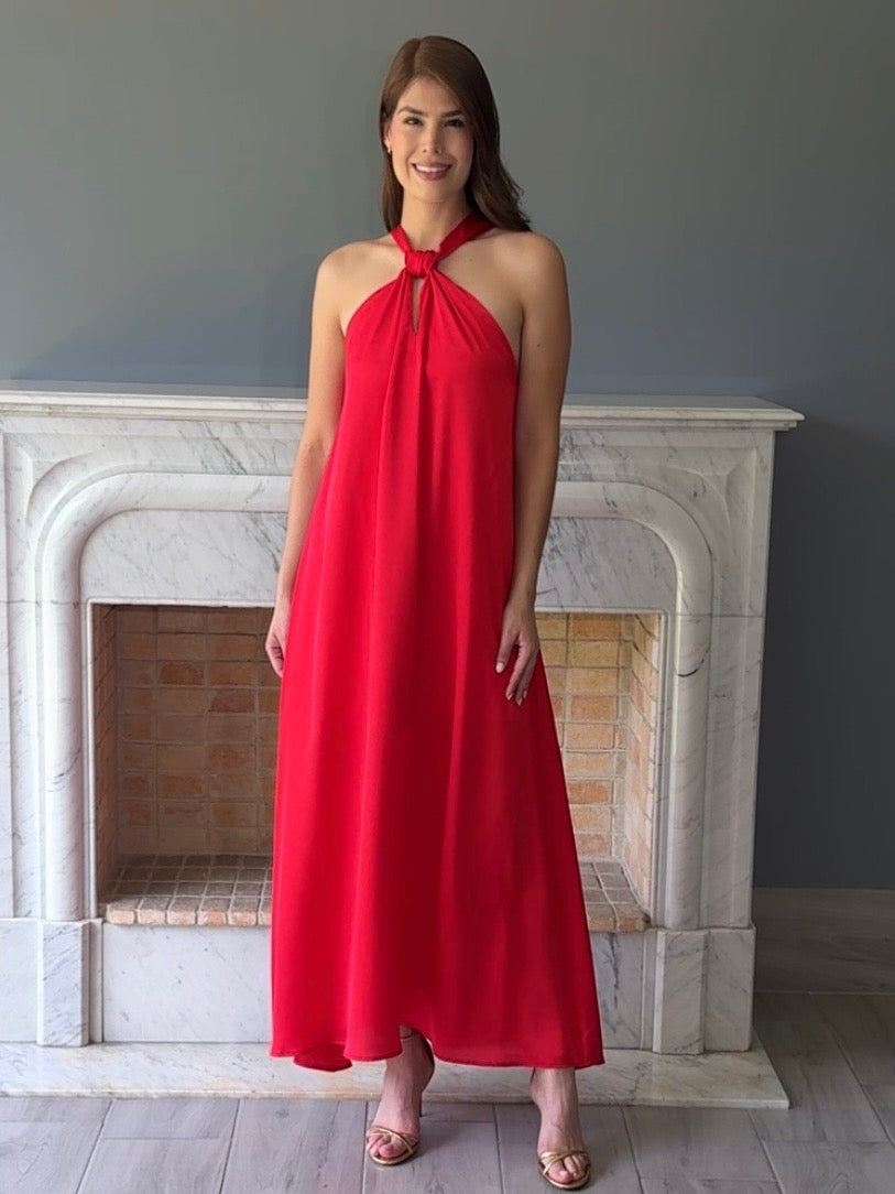 VESTIDO HALTER ROJO 8557