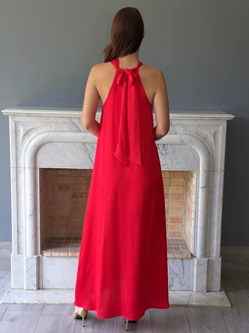 VESTIDO HALTER ROJO 8557