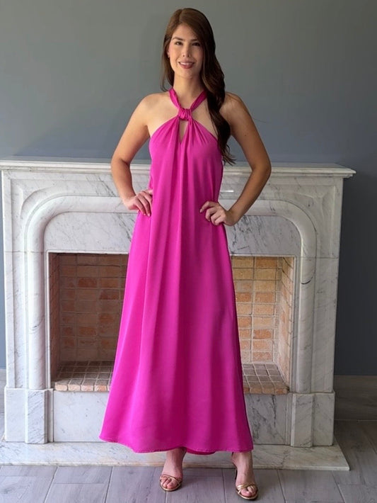 VESTIDO HALTER ROSA 8557