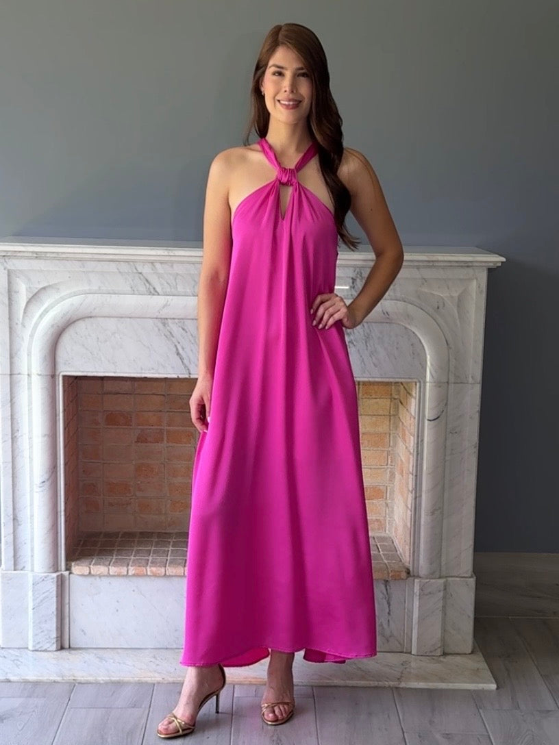 VESTIDO HALTER ROSA 8557