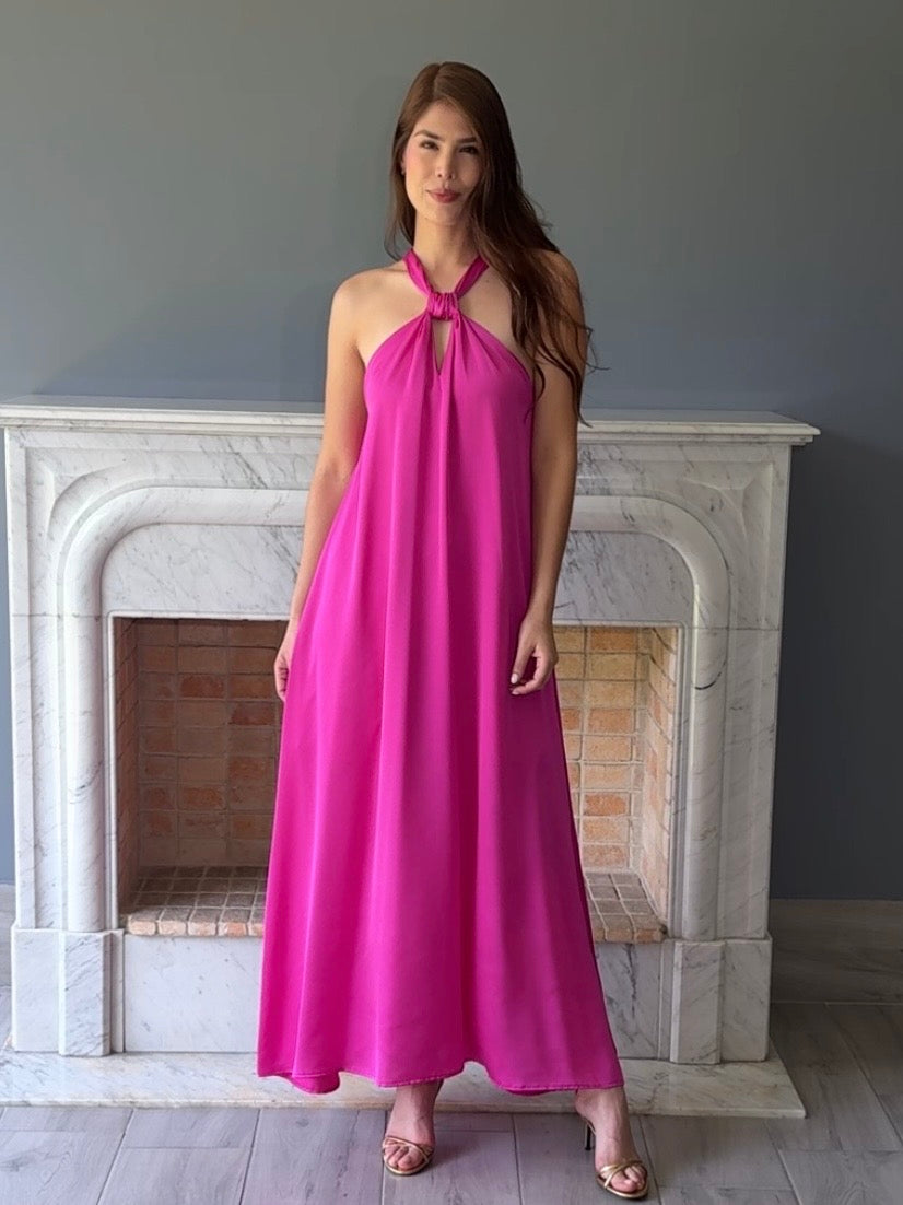 VESTIDO HALTER ROSA 8557