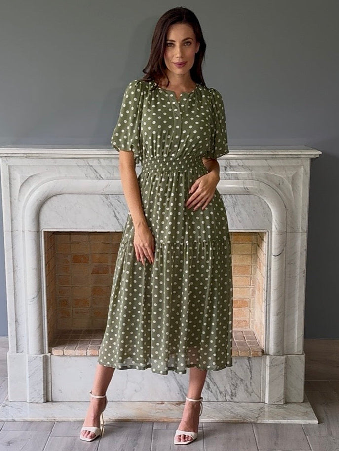 VESTIDO VERDE DE LUNARES T1783