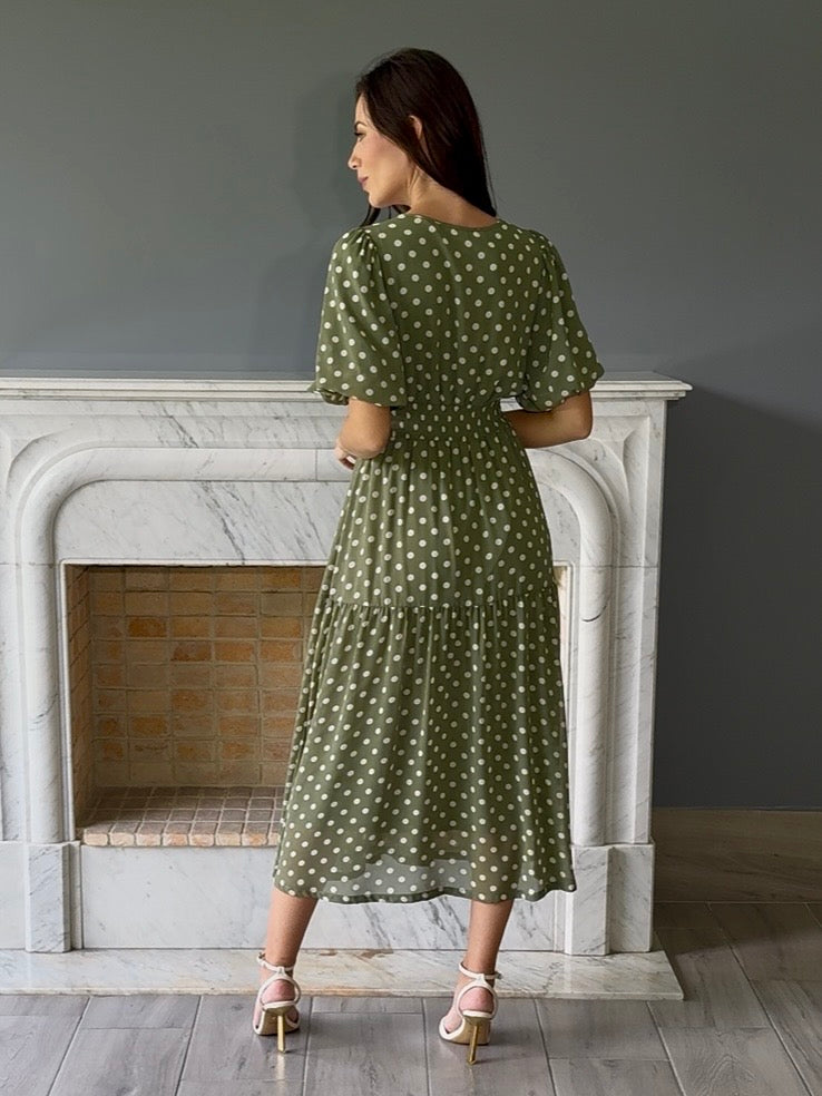 VESTIDO VERDE DE LUNARES T1783
