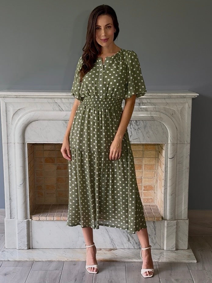 VESTIDO VERDE DE LUNARES T1783