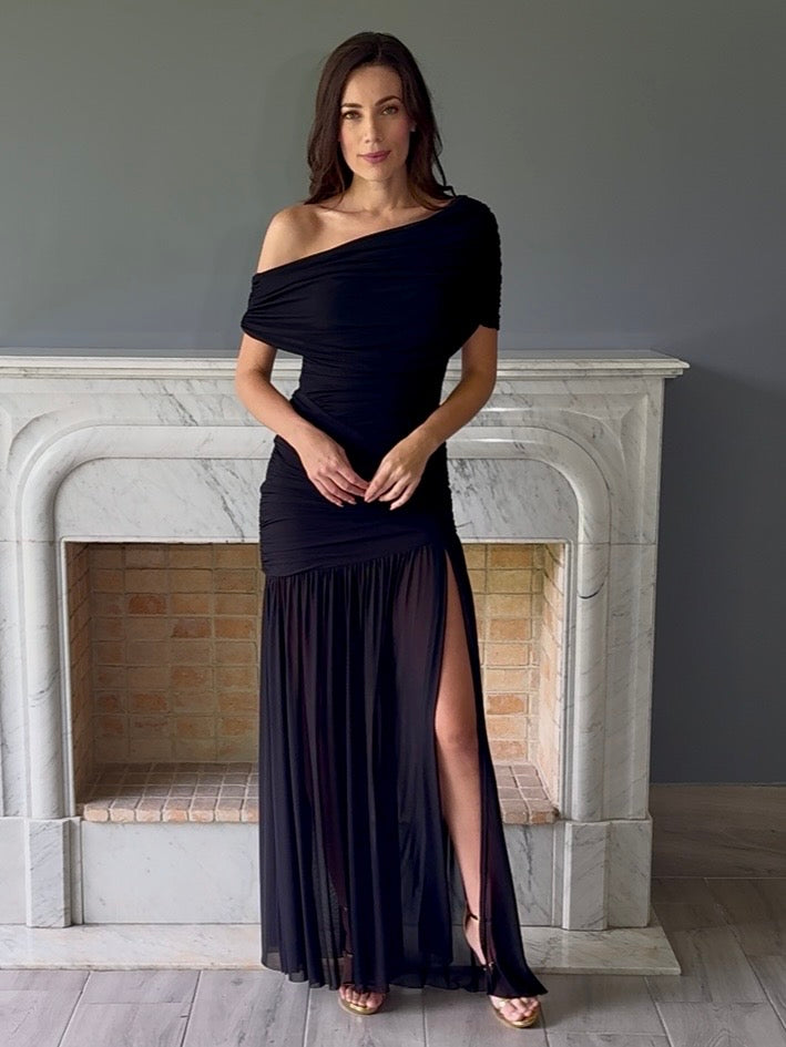 VESTIDO LARGO NEGRO 6661