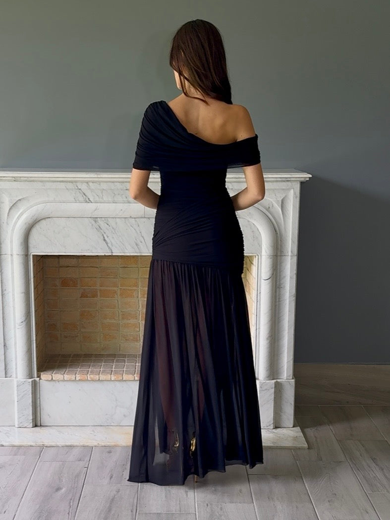VESTIDO LARGO NEGRO 6661