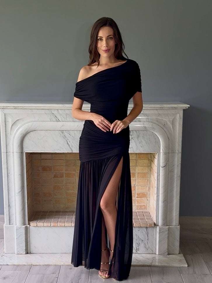 VESTIDO LARGO NEGRO 6661