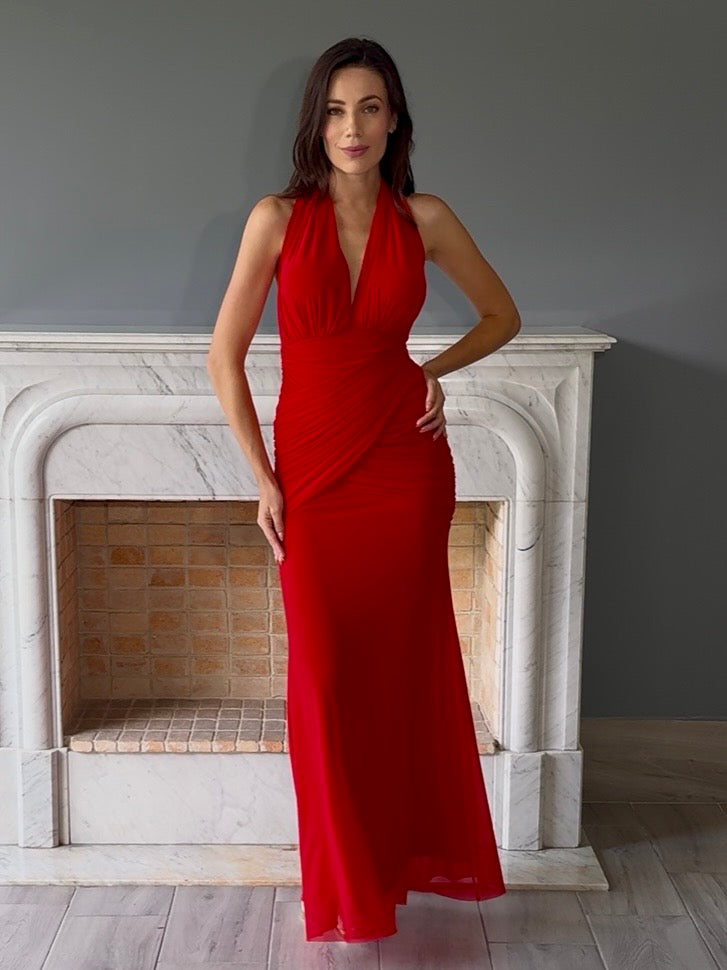 VESTIDO LARGO ROJO 7088