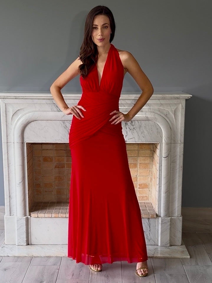 VESTIDO LARGO ROJO 7088