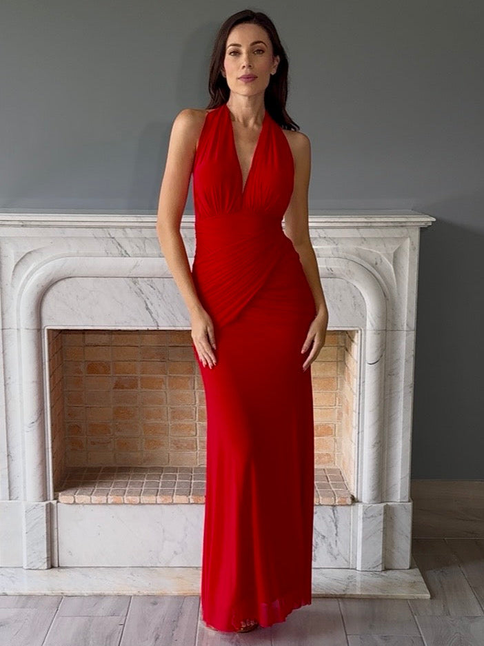 VESTIDO LARGO ROJO 7088