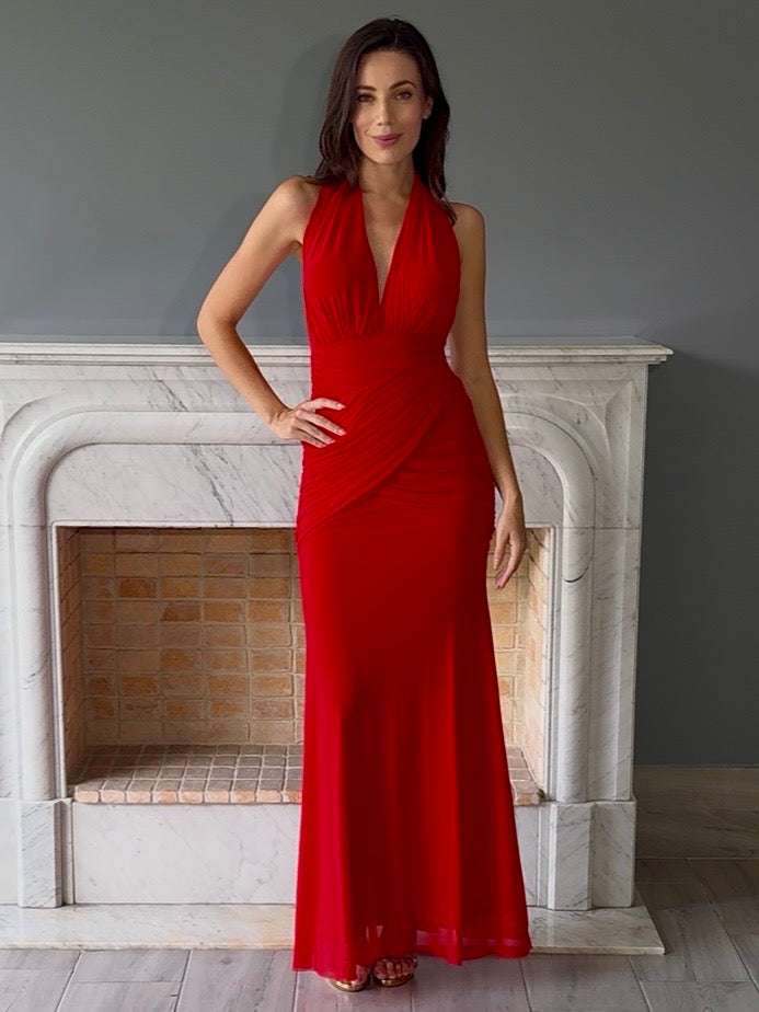 VESTIDO LARGO ROJO 7088