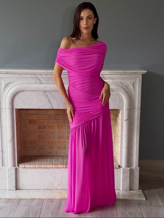 VESTIDO LARGO ROSA 6661