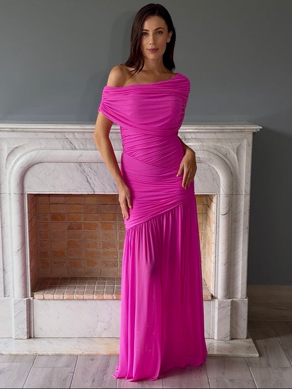VESTIDO LARGO ROSA 6661