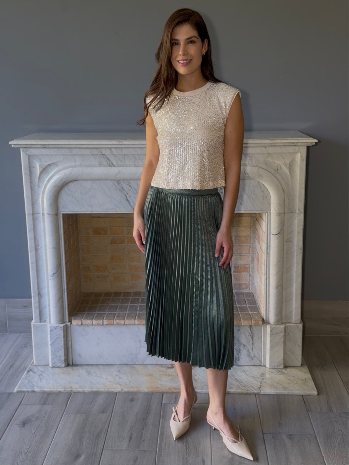 BLUSA BEIGE LENTEJUELA 45483