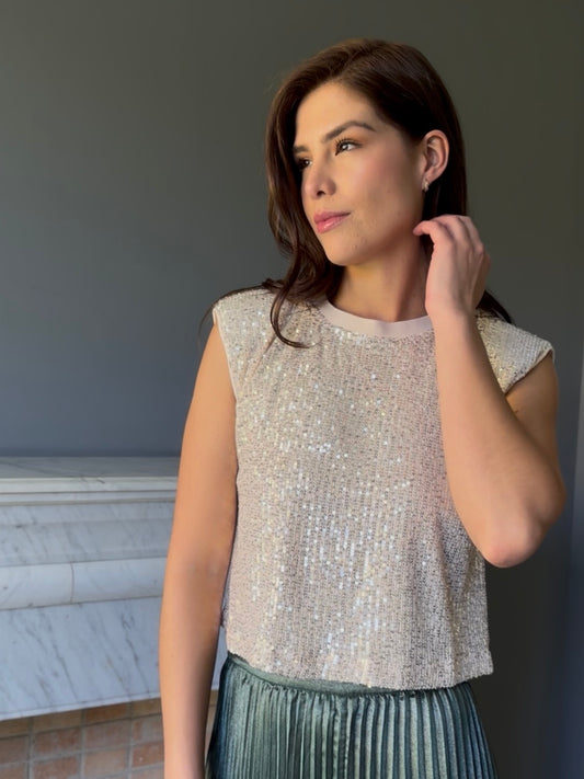 BLUSA BEIGE LENTEJUELA 45483