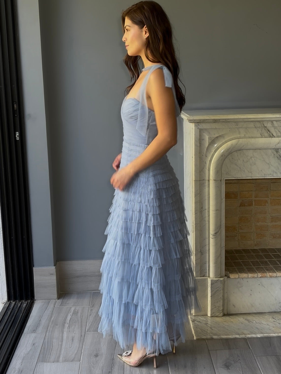 VESTIDO MIDI TUL AZUL F21468