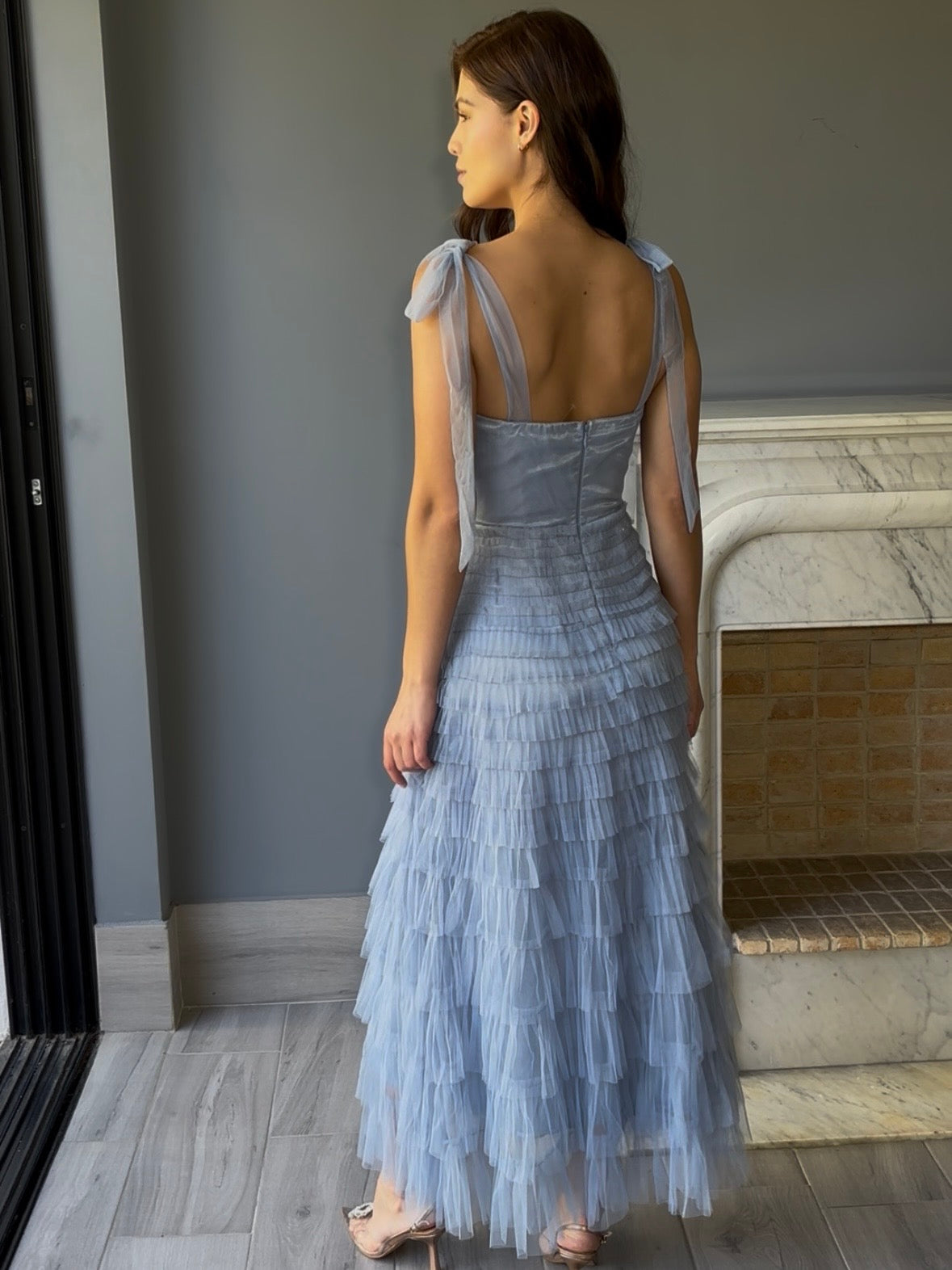 VESTIDO MIDI TUL AZUL F21468