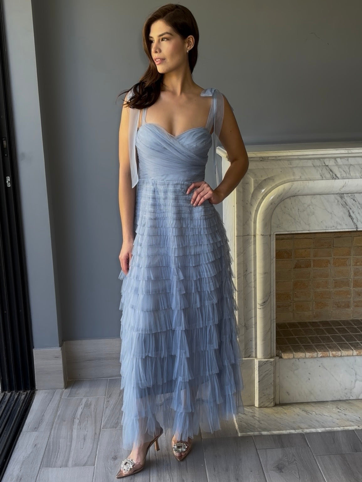 VESTIDO MIDI TUL AZUL F21468