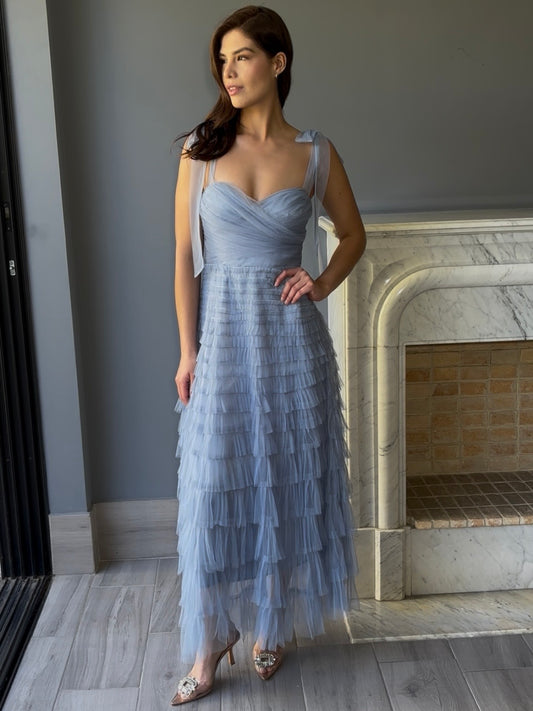 VESTIDO MIDI TUL AZUL F21468